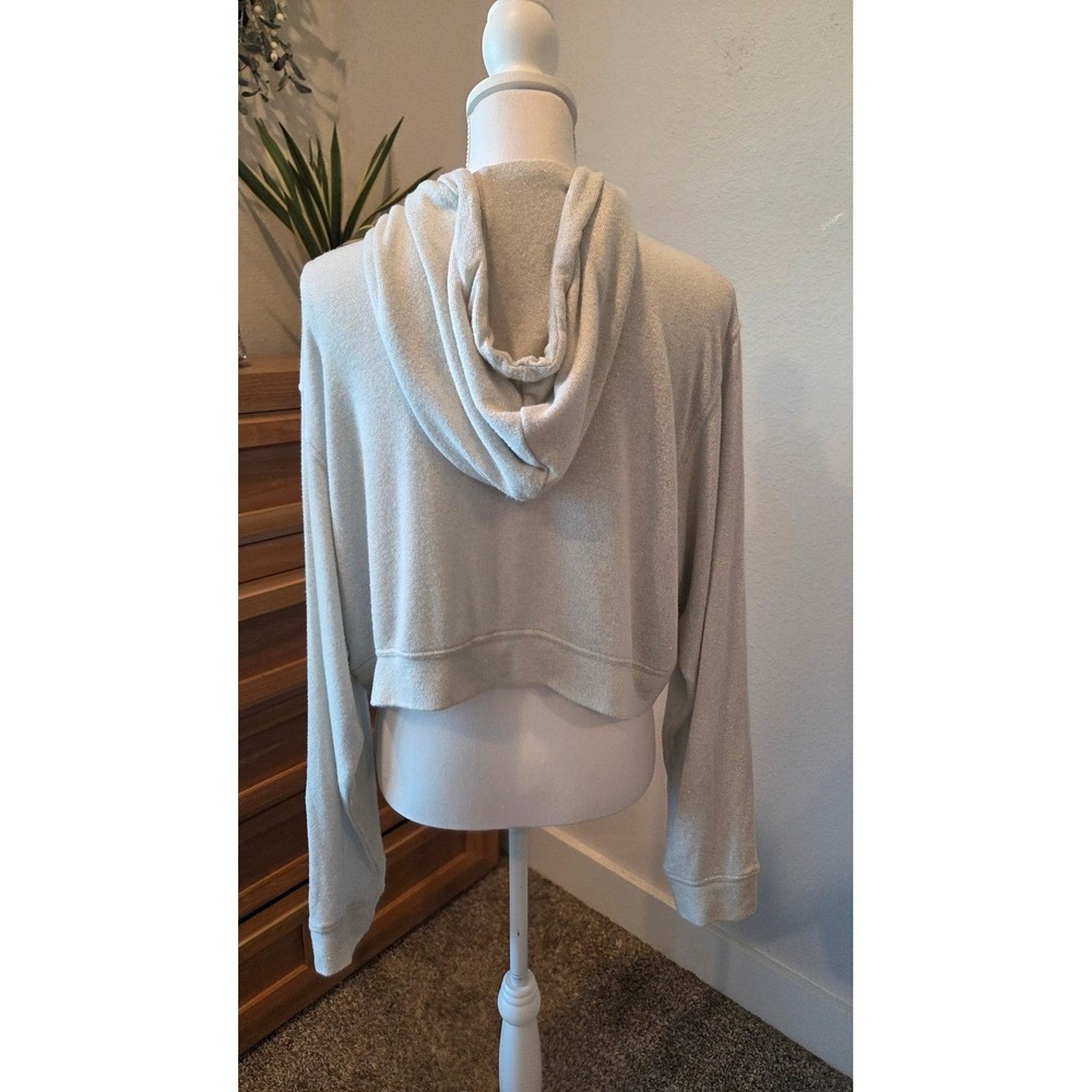 Bleusalt The Malibu Hoodie Cropped Shimmer Tencel White Coastal Size 3 - Picture 7 of 10